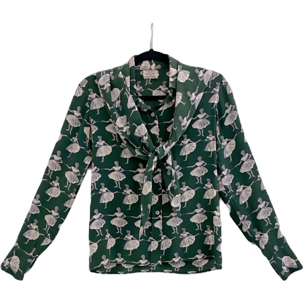 Rare Green Valentino Ballerina Blouse w/ Scarf